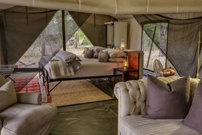 Framed Print : Main bedroom of luxury family tent, Machaba Camp, Okavango Delta, Botswana Framed Print : Main bedroom of luxury family tent, Machaba Camp, Okavango Delta, Botswana