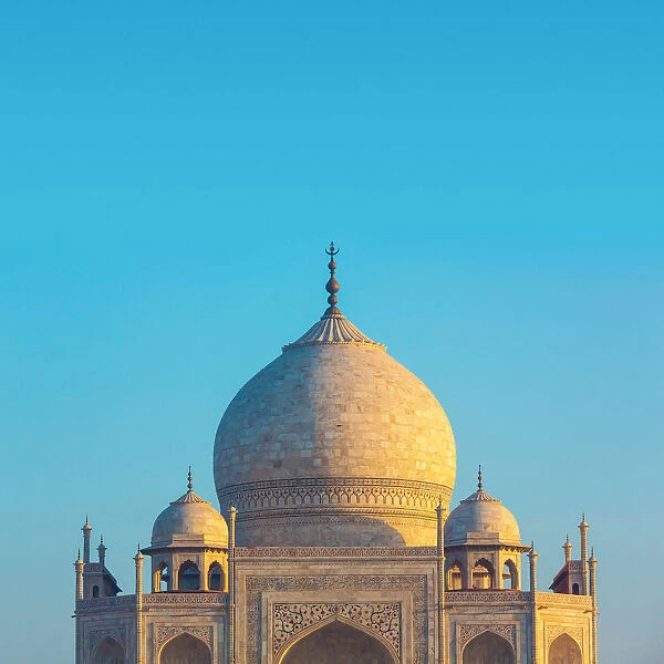 The main building of the Taj Mahal in Agra, India