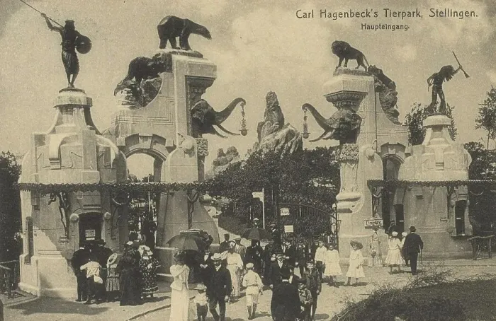 Framed Print : Main entrance to Hagenbeck Zoo, Hamburg, Germany, postcard with text, view circa 1910, historical, digital reproduction of a historical postcard, public domain, from that time, exact date unknown Framed Print : Main entrance to Hagenbeck Zoo, Hamburg, Germany, postcard with text, view circa 1910, historical, digital reproduction of a historical postcard, public domain, from that time, exact date unknown