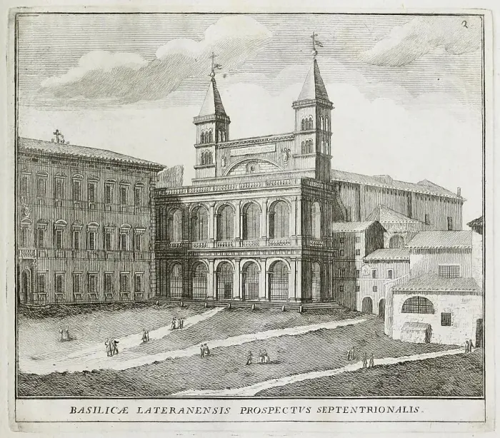 Framed Print : Main facade of the Lateran Basilica of St. John, Basilica di S. Giovanni in Laterano, historic Rome, Italy, digital reproduction of an original 17th century artwork, original date unknown Framed Print : Main facade of the Lateran Basilica of St. John, Basilica di S. Giovanni in Laterano, historic Rome, Italy, digital reproduction of an original 17th century artwork, original date unknown