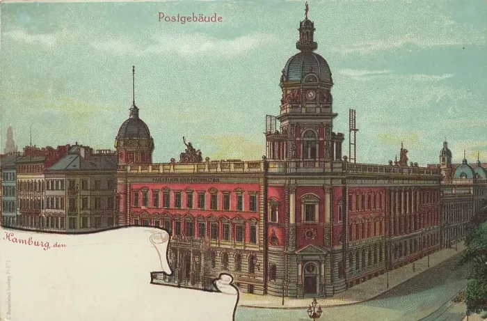 Framed Print : Main post office, Hamburg, Germany, postcard with text, view around ca 1910, historical, digital reproduction of a historical postcard, public domain, from that time, exact date unknown Framed Print : Main post office, Hamburg, Germany, postcard with text, view around ca 1910, historical, digital reproduction of a historical postcard, public domain, from that time, exact date unknown