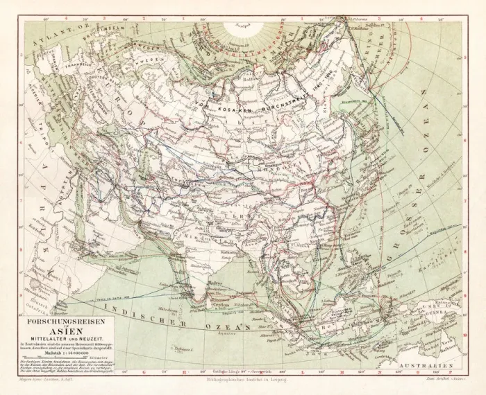 Framed Print : Main research trips in Asia 1895 Framed Print : Main research trips in Asia 1895