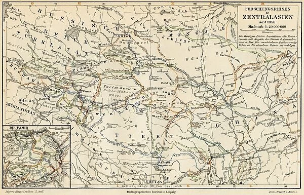 Main research trips in central Asia 1895