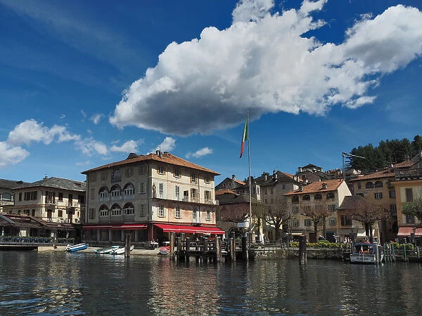 Main Square Of Orta San Giulio, Lake Orta, Seen From The Tourist Boat