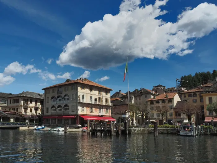 Framed Print : Main Square Of Orta San Giulio, Lake Orta, Seen From The Tourist Boat Framed Print : Main Square Of Orta San Giulio, Lake Orta, Seen From The Tourist Boat
