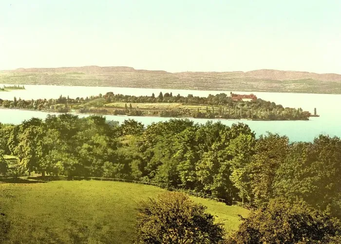 Framed Print : Mainau Island in Lake Constance, Baden-Wuerttemberg, Germany, Historic, digitally restored reproduction of a photochromic print from the 1890s Framed Print : Mainau Island in Lake Constance, Baden-Wuerttemberg, Germany, Historic, digitally restored reproduction of a photochromic print from the 1890s