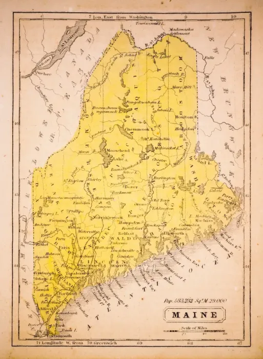 Framed Print : Maine 1852 Map Framed Print : Maine 1852 Map