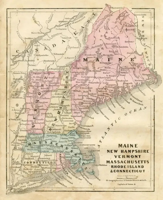 Framed Print : Maine New Hampshire and Connecticut 1856 Framed Print : Maine New Hampshire and Connecticut 1856