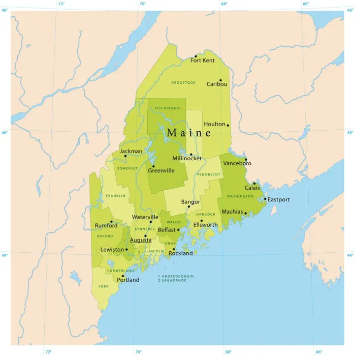 Framed Print : Maine Vector Map