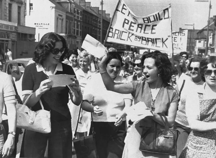 Framed Print : Mairead Corrigan and Supporters at Women for Peace Rally