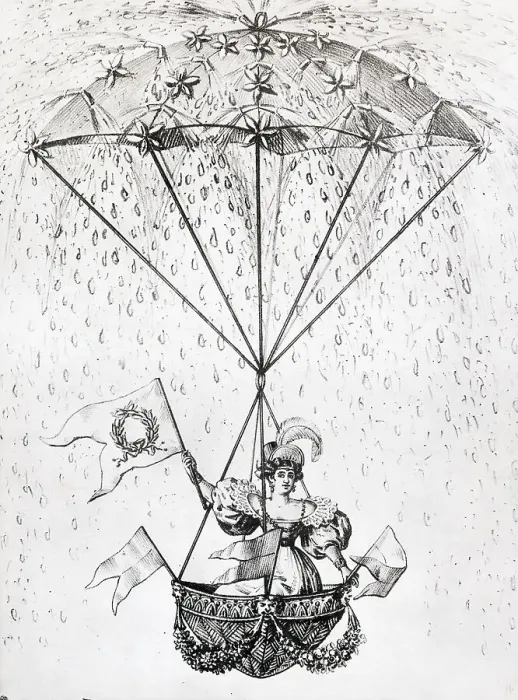 Framed Print : M.A.J. Garnerin Descending in Parachute Framed Print : M.A.J. Garnerin Descending in Parachute