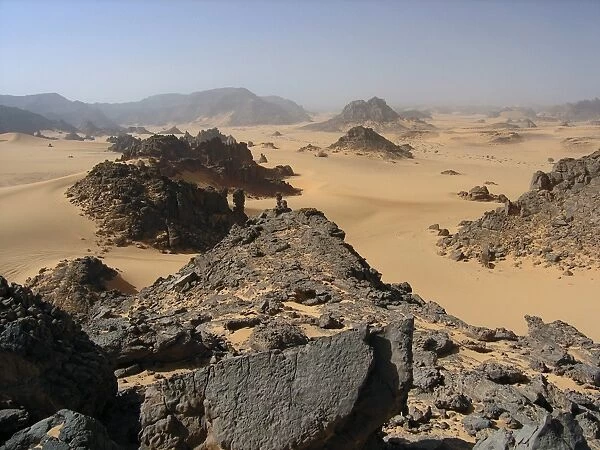 Majestic view of the Acacus in Sahara desert