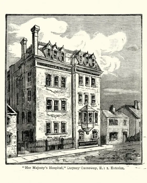 Framed Print : Her Majestys Hospital, Stepney Causeway, London, 19th Century Framed Print : Her Majestys Hospital, Stepney Causeway, London, 19th Century