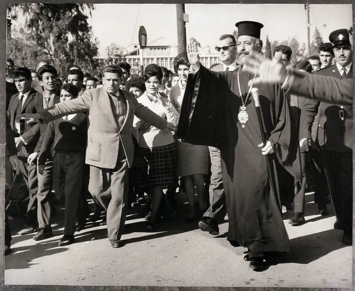 Framed Print : Makarios Walking with Armed Men Framed Print : Makarios Walking with Armed Men