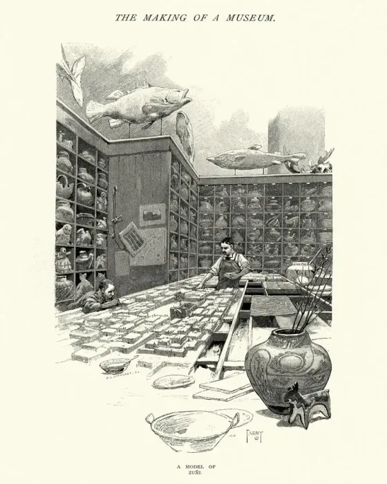Framed Print : Making a modal of Zuni, Smithsonian Institution, 1884