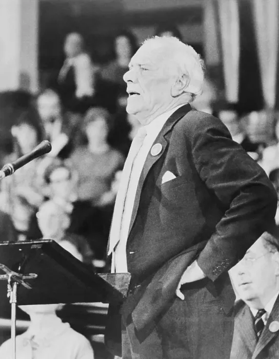 Framed Print : Malcolm Muggeridge Speaking in London Framed Print : Malcolm Muggeridge Speaking in London