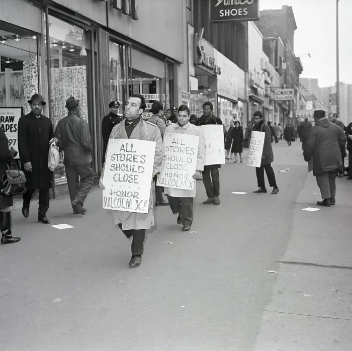 Framed Print : Malcolm X Mourners Picketing Store Framed Print : Malcolm X Mourners Picketing Store
