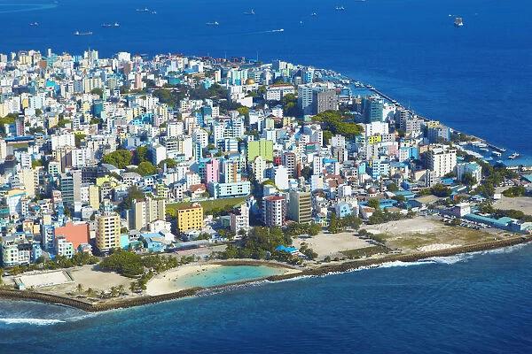 Maldives, aerial view of the capital Male