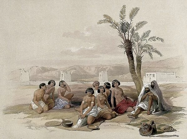 Male and female Ethiopian slaves resting, Korti, Sudan, 1696, Historical, digitally restored reproduction from a 19th century original