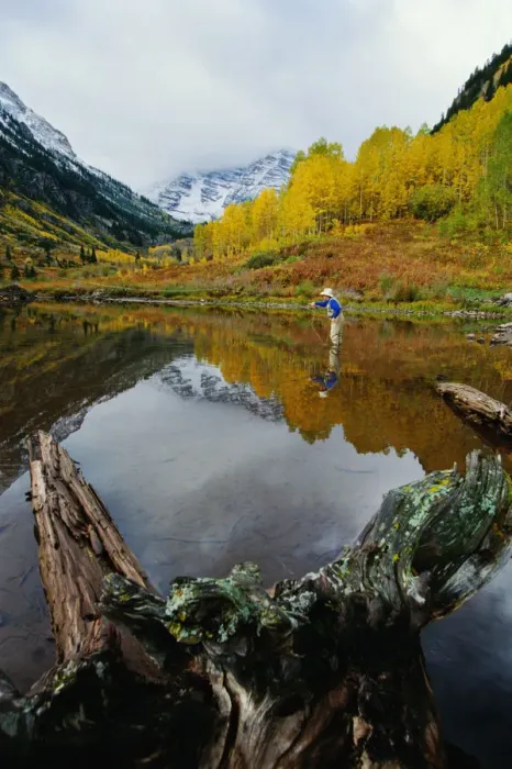 Framed Print : Male Flyfishing below Maroon Bells, Aspen, Colorado Framed Print : Male Flyfishing below Maroon Bells, Aspen, Colorado