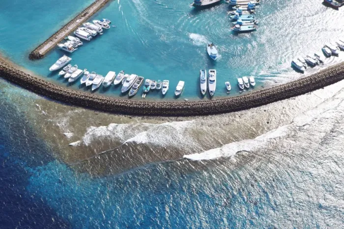 Framed Print : Male harbor aerial view, Maldives Framed Print : Male harbor aerial view, Maldives