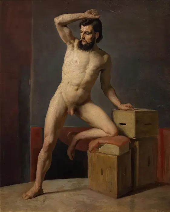 Framed Print : Male Nude. Male nude, 1883. Creator: Gustav Klimt Framed Print : Male Nude. Male nude, 1883. Creator: Gustav Klimt