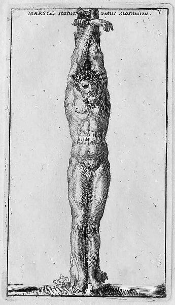 The maltreated Marsyas, originally god of the river of the same name which rises at Kelainai, a flourishing city in ancient times in southern Phrygia, historical Rome, Italy, digital reproduction of an 18th century original, original date unknown
