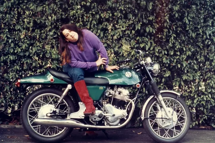 Framed Print : Mama Cass Elliot Portrait On A Motorcycle Framed Print : Mama Cass Elliot Portrait On A Motorcycle
