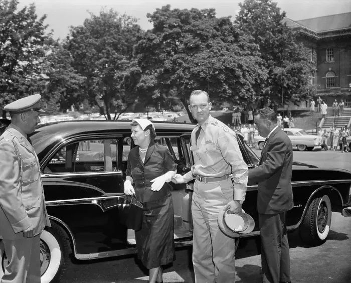 Framed Print : Mamie Eisenhower Being Escorted to Hospital