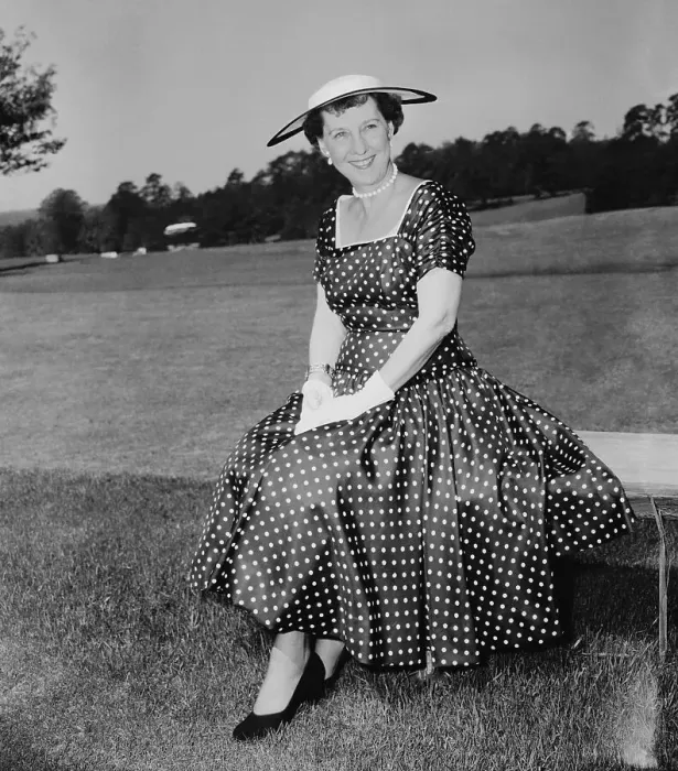 Framed Print : Mamie Eisenhower Posing in Hat and Polka Dotted Dress Outdoors Framed Print : Mamie Eisenhower Posing in Hat and Polka Dotted Dress Outdoors