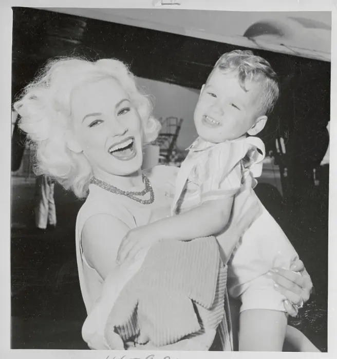 Framed Print : Mamie Van Doren Holding Her Infant Son Framed Print : Mamie Van Doren Holding Her Infant Son
