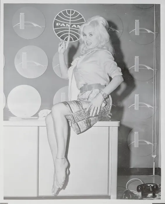 Framed Print : Mamie Van Doren Posing Near Pan Am Logo Framed Print : Mamie Van Doren Posing Near Pan Am Logo