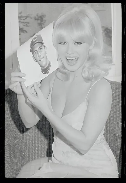 Framed Print : Mamie Van Doren Posing with Picture in Her Hand Framed Print : Mamie Van Doren Posing with Picture in Her Hand