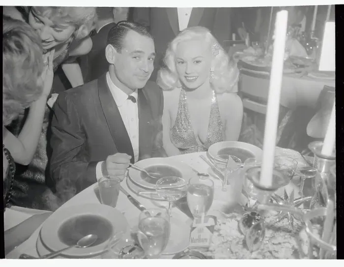 Framed Print : Mamie Van Doren and Ray Anthony at Sitting Dinner Table Framed Print : Mamie Van Doren and Ray Anthony at Sitting Dinner Table