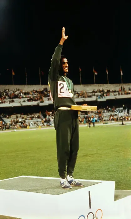 Framed Print : Mamo Wolde Receiving Olympic Gold medal