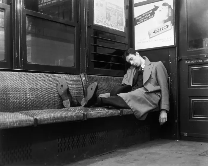 Framed Print : Man Asleep on Subway Framed Print : Man Asleep on Subway