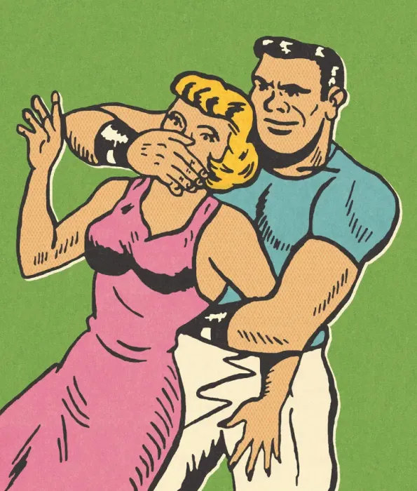 Framed Print : Man Attacking a Woman Framed Print : Man Attacking a Woman
