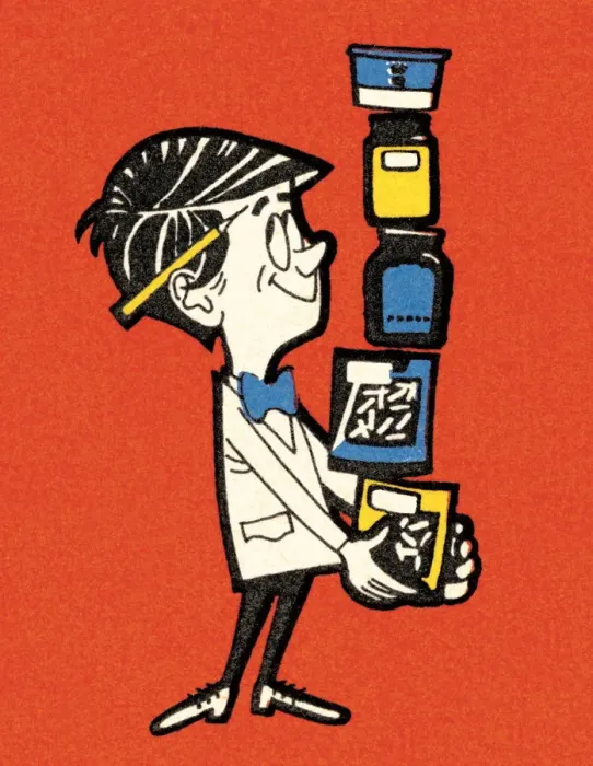 Framed Print : Man Balancing Products Framed Print : Man Balancing Products