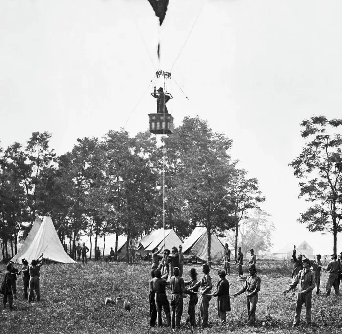 Framed Print : Man In Balloon On Battleground Framed Print : Man In Balloon On Battleground