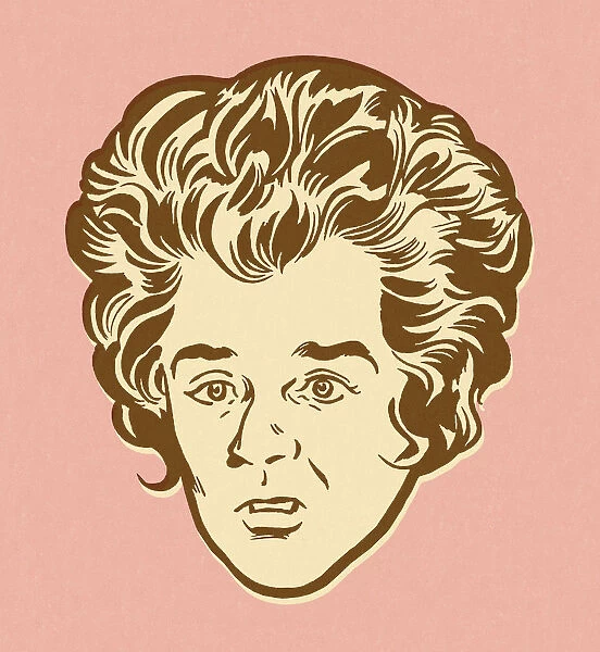 Man With Big Hair on Pink Background