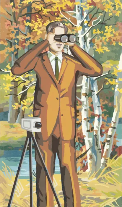 Framed Print : Man with binoculars Framed Print : Man with binoculars