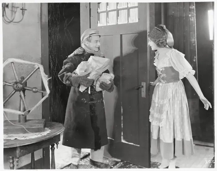 Framed Print : Man Bringing Gifts to Woman Framed Print : Man Bringing Gifts to Woman