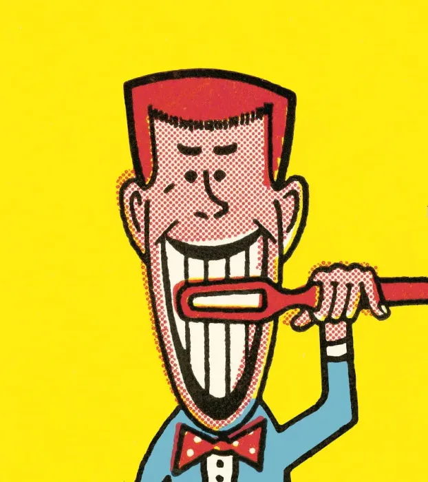 Framed Print : Man brushing teeth Framed Print : Man brushing teeth