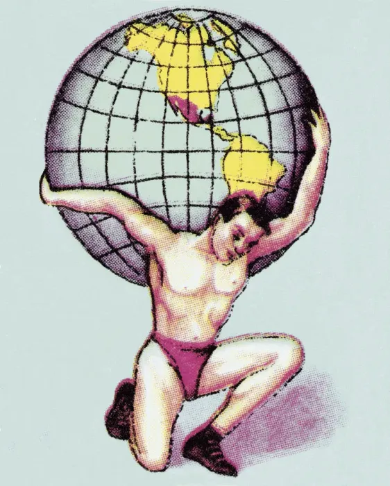 Framed Print : Man Carrying the World on His Shoulders Framed Print : Man Carrying the World on His Shoulders