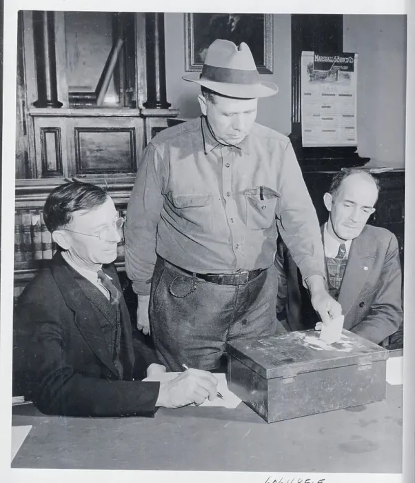Framed Print : Man Casting Ballot