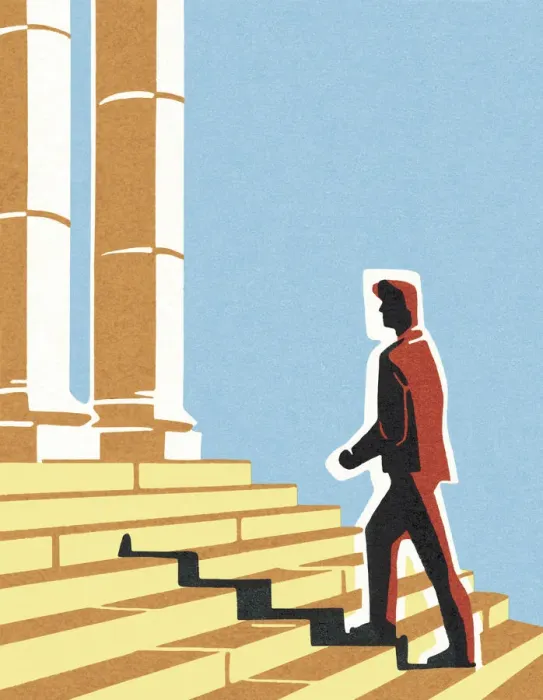 Framed Print : Man Climbing Stairs
