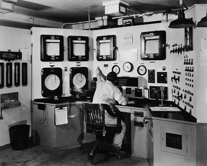 Framed Print : Man In Control Room Of Nuclear Reactor Framed Print : Man In Control Room Of Nuclear Reactor