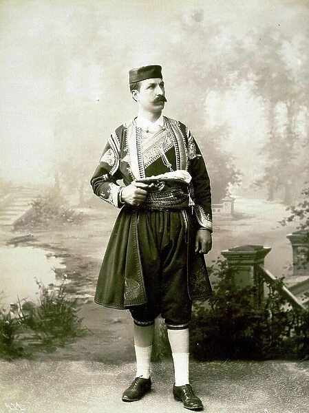 Man from Croatia in festive dress, 1880, Croatia, Historic, digitally restored reproduction from a 19th century original