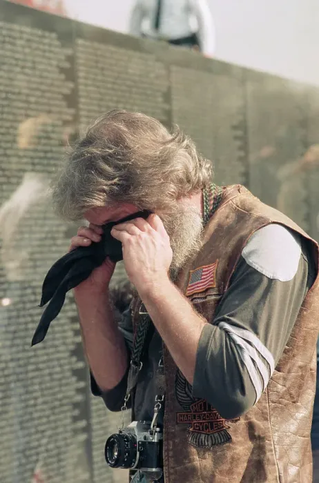Framed Print : Man Crying at Vietnam War Memorial Framed Print : Man Crying at Vietnam War Memorial