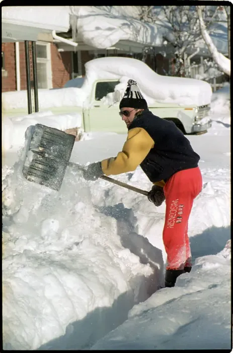 Framed Print : Man Digging Through Two Feet of Snow Framed Print : Man Digging Through Two Feet of Snow